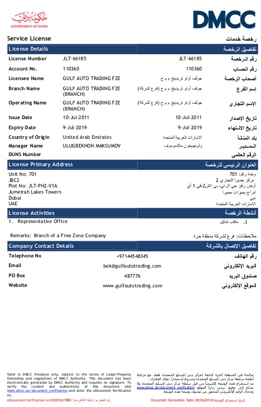 Gulf Auto Trading FZE JLT DMCC